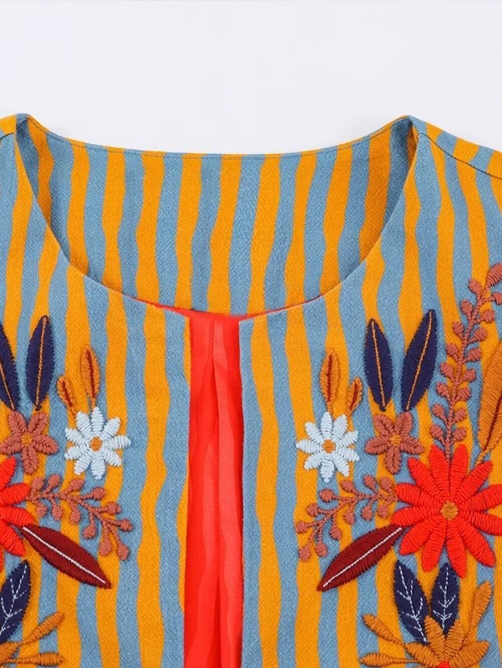Embroidered Orange & Teal Stripe Women's Jacket - Picture 12 of 12